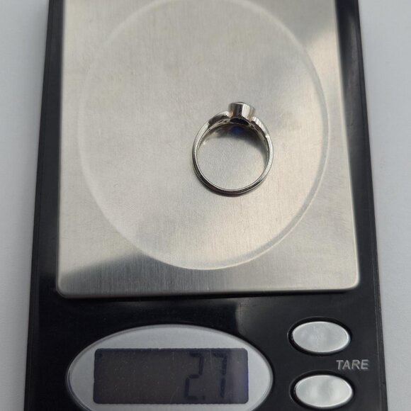 Size 5 Sterling Silver Blue Sapphire Celtic Accent Band Ring A4285 - Picture 9 of 9